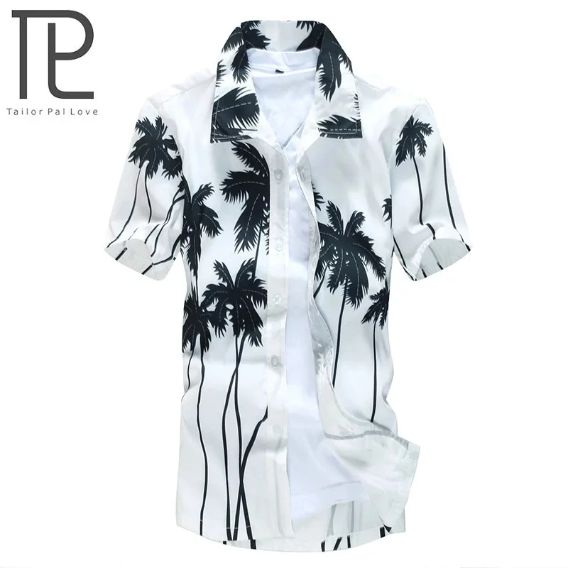 Tailor Pal Love Hawaiian Style Summer wading swimming sports Shirt Men Casual Printed Beach Shirts Short Sleeve Shirts