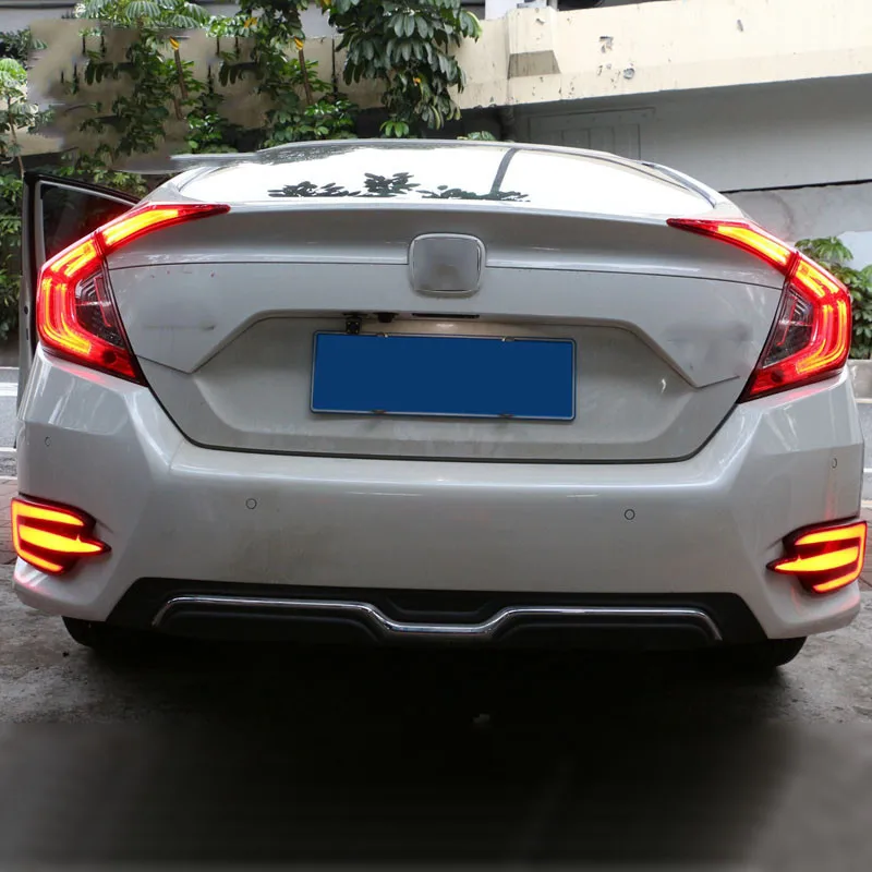 1 пара для Honda Civic Многофункциональный Светодиодный отражатель задний противотуманный фонарь задний бампер светильник тормозной светильник s