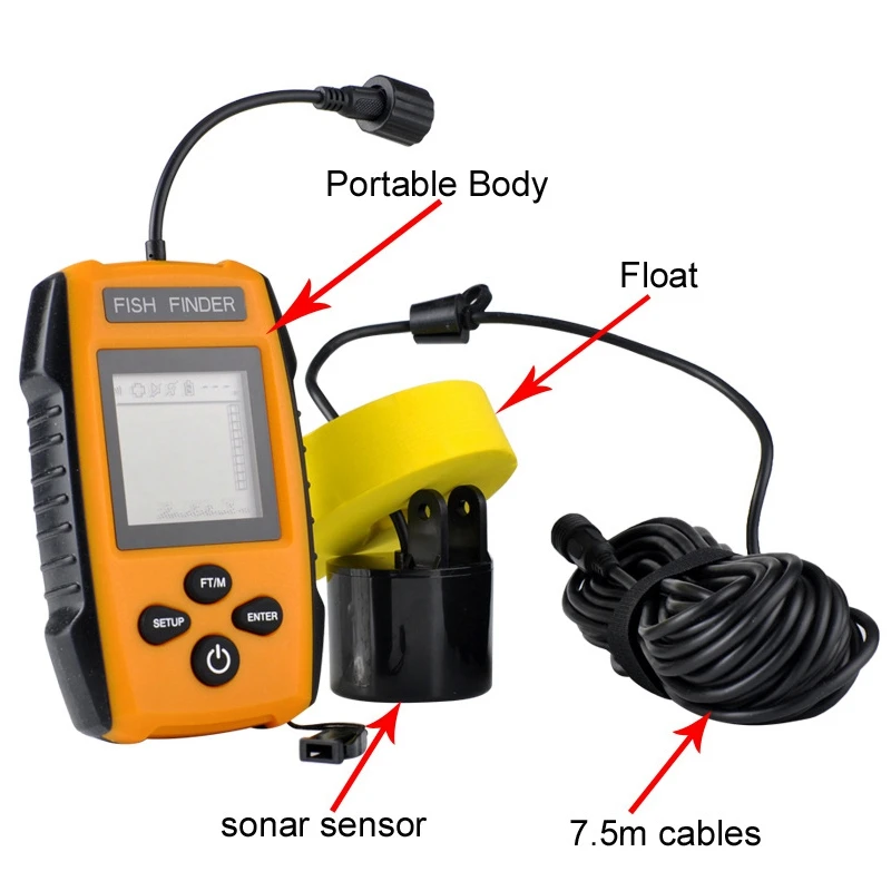 Портативный рыболокатор беспроводной звуковой Локатор с ЖК-экраном для рыбалки проводной эхолот(TL88E