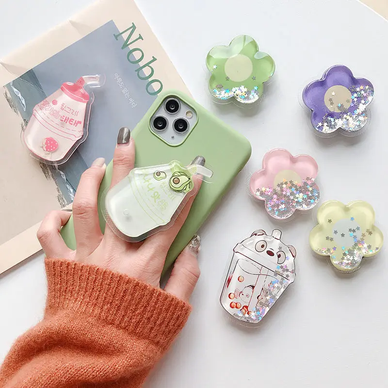 Fruit Glitter Jelly Liquid Quicksand Phone Stand Holder For iPhone Samsung Huawei Xiaomi Universal Finger Griptop Bracket | Мобильные