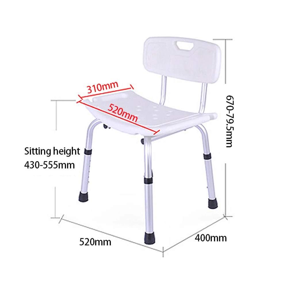 Shower Chair Bathroom Non Slip Shower Stools Bath Chair Height Adjustable Elderly Tub Bath Stools Shower Chair Chair Stools 3