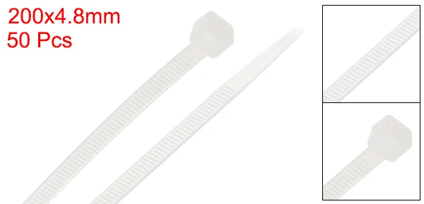 White 8x0.19 Inch Uxcell нейлоновые кабельные стяжки 8 дюймов самоблокирующиеся стяжки на молнии 0,19 дюйма Ширина Белый 50 шт - Цвет: White 8x0.19 Inch