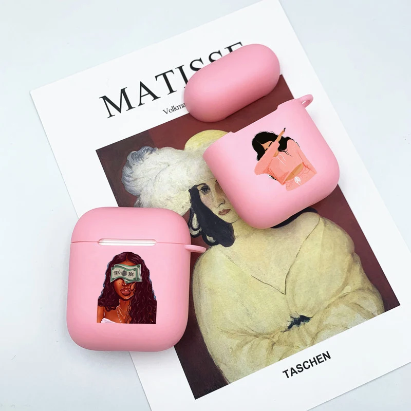 Модный чехол для девочек с надписью Make Money AirPods 1 2 розовый Роскошный мягкий