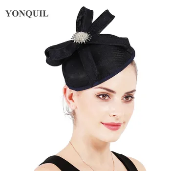 

Imitation Sinamay Formal Party Dinner Fedora Caps With Bow Decor Hair Fascinators Hats Bridel Wedding Hair Accessories 6Pcs/Lot