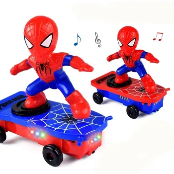 

Stunt Car spider man model boy with music and light tipper children's electric toy scooter