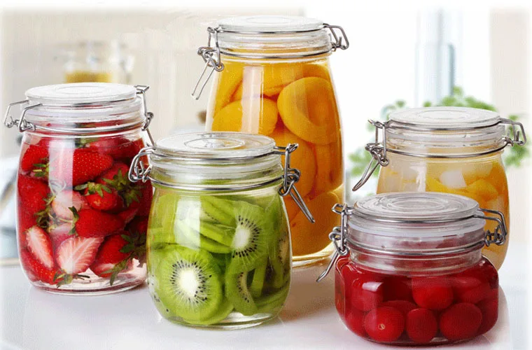 Sealed Buckle Square Round Sealed Jar Glass Jar Lemon Honey Jar Canned  Fruit Storage Storage Tank Sealed Buckle Cans for Storage