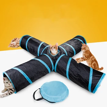 

Quality Foldable Pet Cat Tunnel 4 Holes Pet Tube Collapsible Play Toy Indoor Outdoor Kitty Puppy Training Toys Tube Cats Toys