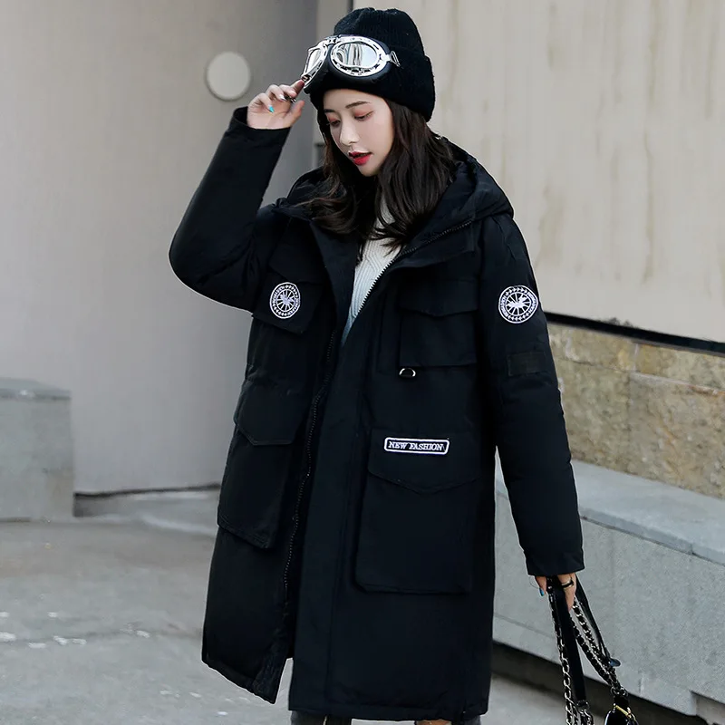 

Photo Shoot South Korea Star Celebrity Style Couples Oversize Workwear down Jacket Women's Mid-length Padded Cotton Jacket