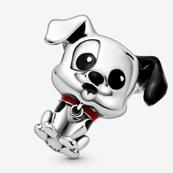 

2020 New Authentic 100% Sterling 925 Silver Bead Red Collar Patch Dog Charm Fit Pandora Bracelet DIY Bangle Jewelry Making Gift