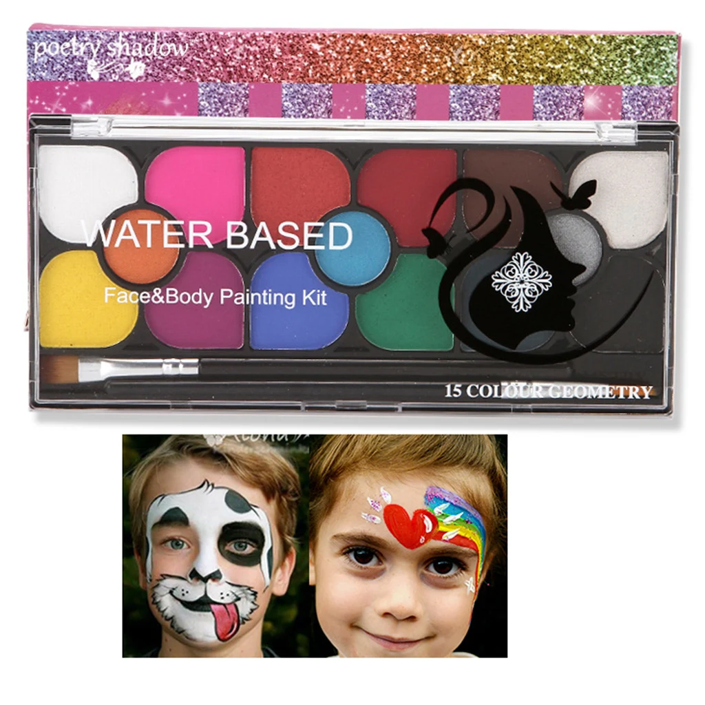Face Paint Kit for Kids Adults, Water Based Paints, Halloween Makeup Kit, Professional Face Paint Palette Safe for Face Painting