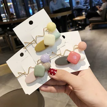 

2Pcs/set Hairpin Headdress Color Hairclip Female Side Clip Super Fairy Suit Bangs Clip Geometric Hair Barrette Hair Accessories