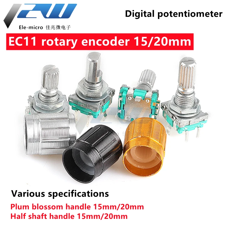 5 PCS/LOT 20 Position 360 Degree Rotary Encoder EC11 w Push Button 5Pin ...