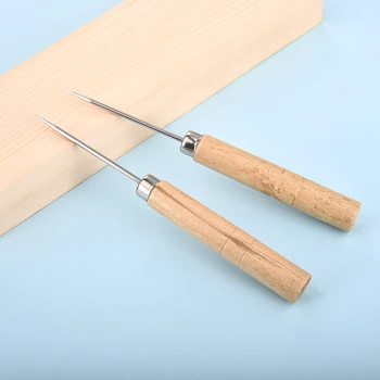 

2pcs Jewelry Tools Wooden Handle Sewing Awl Hand Stitching For DIY Leather Bracelet Jewelry Making Sewing Needle Punch