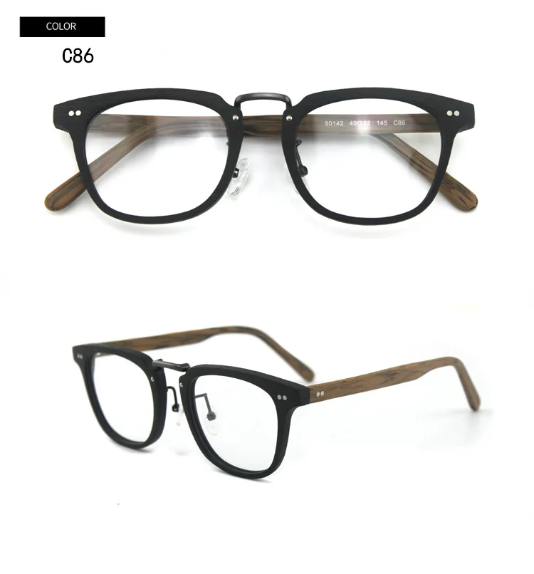 black with brown Belight оптические мужские и женские очки с бамбуковым узором, квадратные Ретро винтажные очки по рецепту, оптическая оправа для очков 50142 - Цвет оправы: black with brown