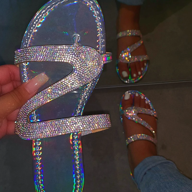 Новинка модные женские яркие повседневные шлепанцы со стразами для путешествий