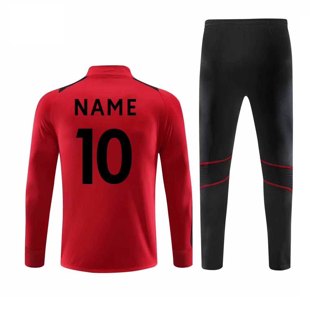 Soccer sets tracksuit boys men Soccer Jersey Calf flexible pants winter Training Football Uniform sports suits custom black