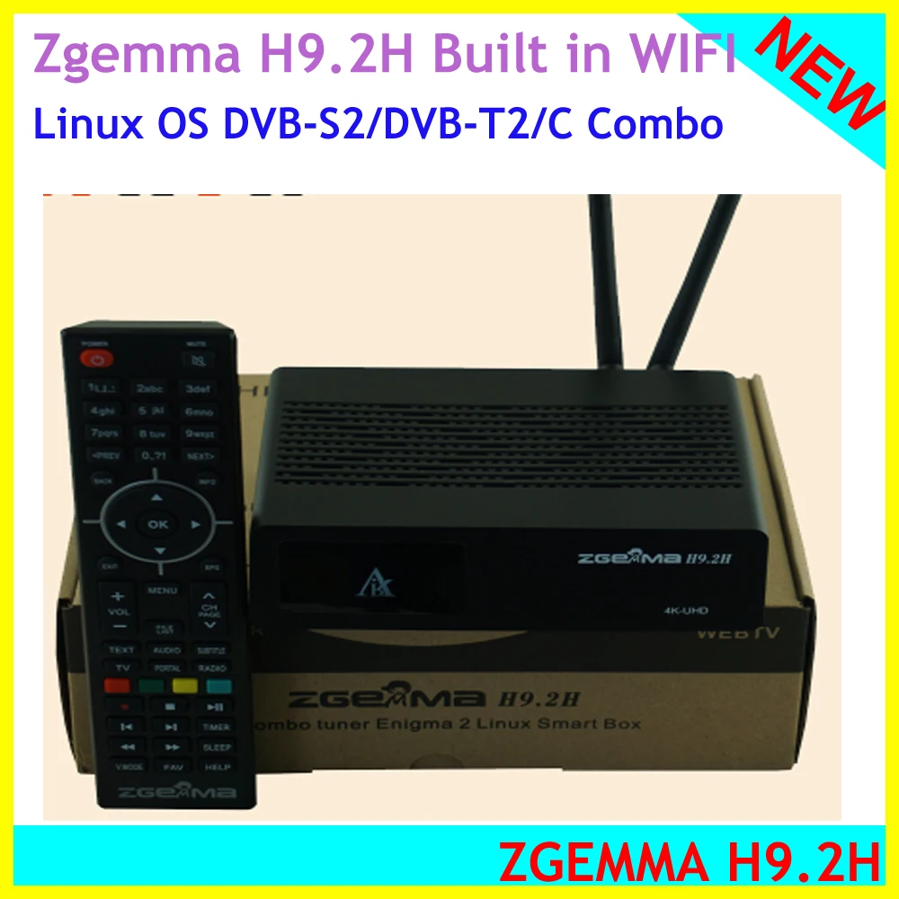 Новейший UHD 4K ZGEMMA H9.2H DVB-S2/DVB-C/T2 H.265 Enigma2 Linux 4,1 Система DVB Декодер приемник с ультра-быстрым четырехъядерным процессором