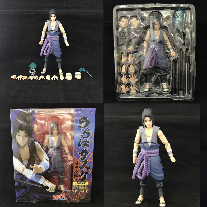 Sasuke B set Хорошее ремесло ПВХ аниме подвижные Наруто фигурка Саске Какаши собрать формовочные суставы сменная модель игрушки подарки - Цвет: Sasuke B set