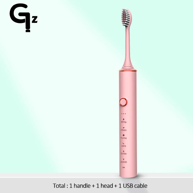GeZhou Electric Toothbrush Sonic Toothbrush Rechargeable IPX7 Waterproof 6 Mode Travel Toothbrush with 8 Brush Head best gift N100pink 1