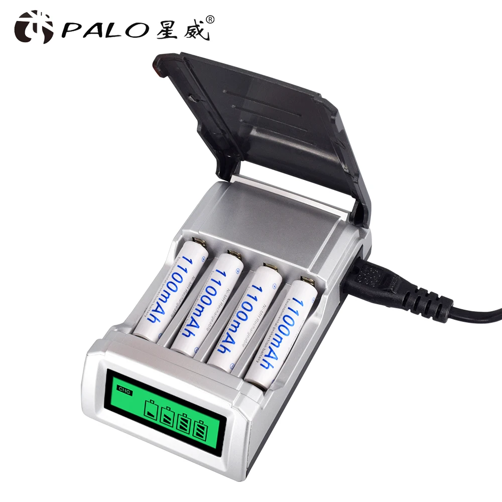 Универсальное зарядное устройство PALO C905W 4 слота ЖК дисплей умное