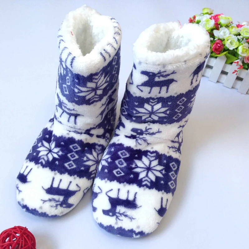 Winter Fur Slippers Women Warm House Slippers Plush Flip Flops Christmas Cotton Indoor Home Shoes Soft Floor Shoes Female Flats