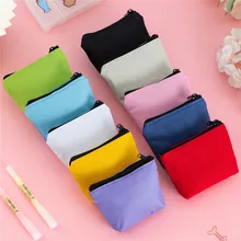 Card Pouch Storage Wallet Money Case Holder Purse Coin Women Bag Simple Solid Color Canvas Coin Purse