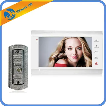 

7 inch Touch Button Video Doorbell Intercom Waterproof Door Phone intercom 1 white monitor + With Metal Outdoor Camera
