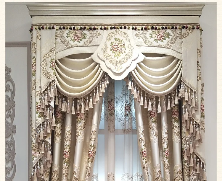 Luxury European Style Embossed Jacquard Curtains for Living Room Bedroom Blackout Curtains Custom Window Screens