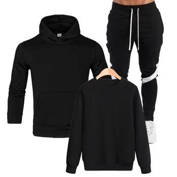 

2020 new 3 piece set fashion hooded sweatshirt sportswear men's track suit hoodie autumn brand clothes hoodie + pants men's suit