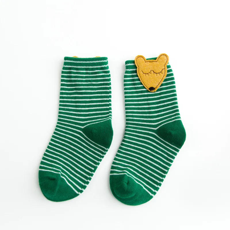 Хлопковые носки для малышей Детские короткие носки в полоску детские модные носки с милыми рисунками весенне-осенние носки для маленьких мальчиков и девочек от 1 до 5 лет - Цвет: Золотой