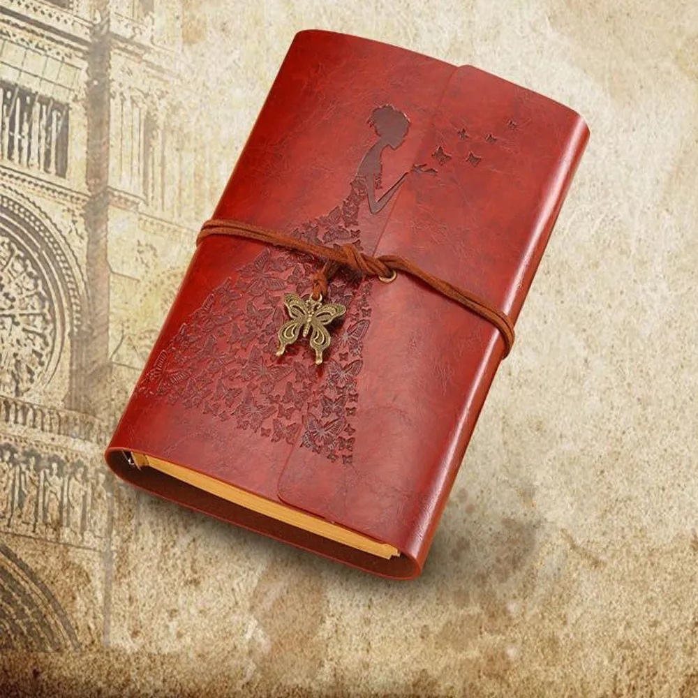 Крафт-бумага ремешок Дневник Книга блокнот Бабочка украшение портативный классический креативный подарок блокнот s