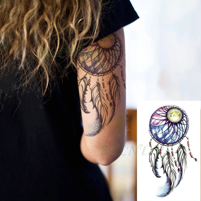 Waterproof Temporary Tattoo Sticker Color Dreamcatcher Feather Fake Tattoo  Flash Hand Arm Leg Tattoo For Girl Women Men - Temporary Tattoos -  AliExpress