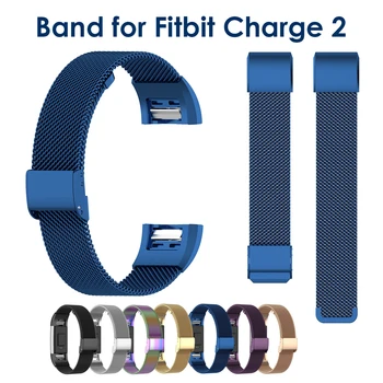 

Blue Bracelet Band for Fitbit Charge 2 Smart Wristband Strap with Metal Buckle Replacement Stainless Steel Buckle Small Large