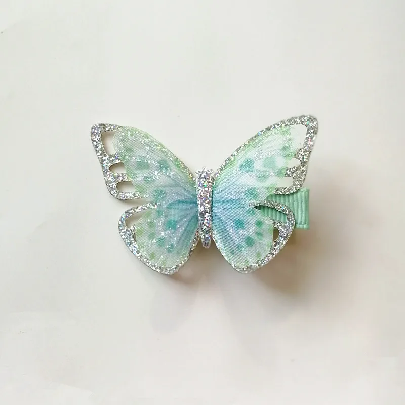 2pcs/lot Summer Printing Butterfly Kid Hair Clip Cute Girls Gauze Multicolor Hair Grip Hair Barrette Floral Kids Hair Accessory