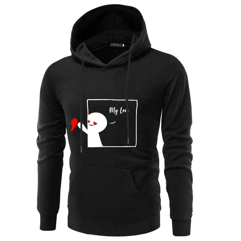 M4949BK Парные толстовки с забавным принтом в виде букв «MY LOVE», Chritsmas, женская и мужская Толстовка для влюбленных, для влюбленных пар - Цвет: M4949BK