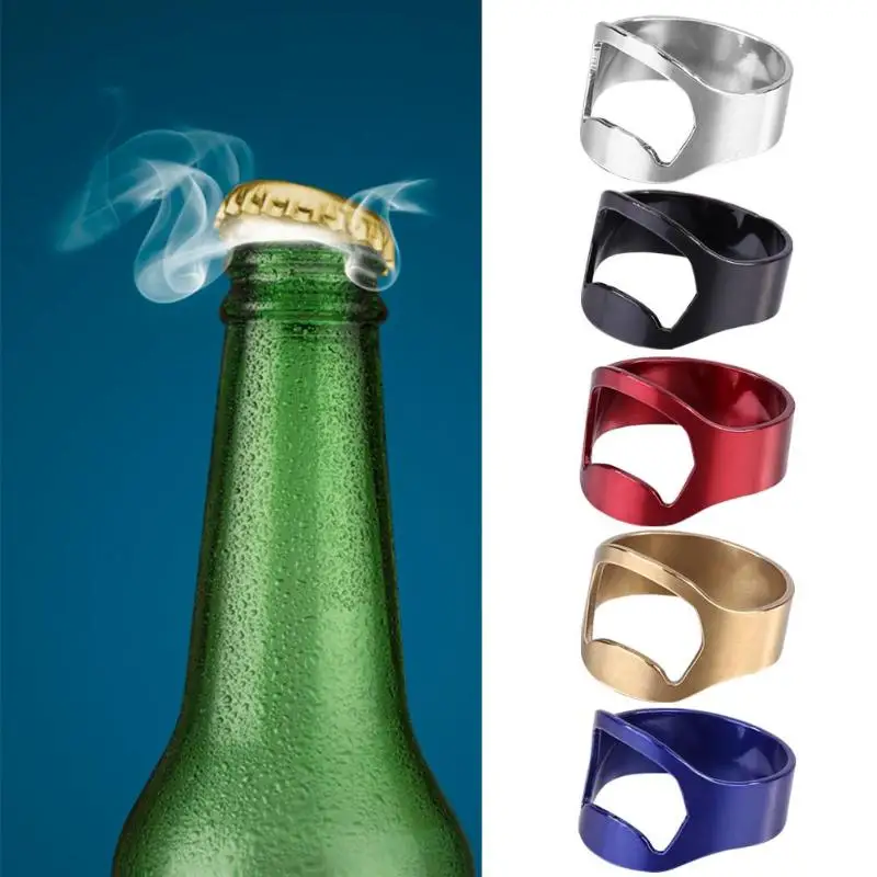 

1pcs Mini Bottle Opener Stainless Steel Finger Ring Ring-shape Bottle Beer Cap Opening Remover Kitchen Gadgets Bar Tools