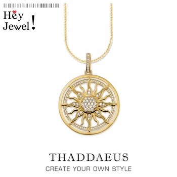 Necklace Gold Color Sun,2018 Brand Link Chain Fashion Ethnic Jewelry Thomas Style 925 Stering Silver Bijoux Gift For Men Women