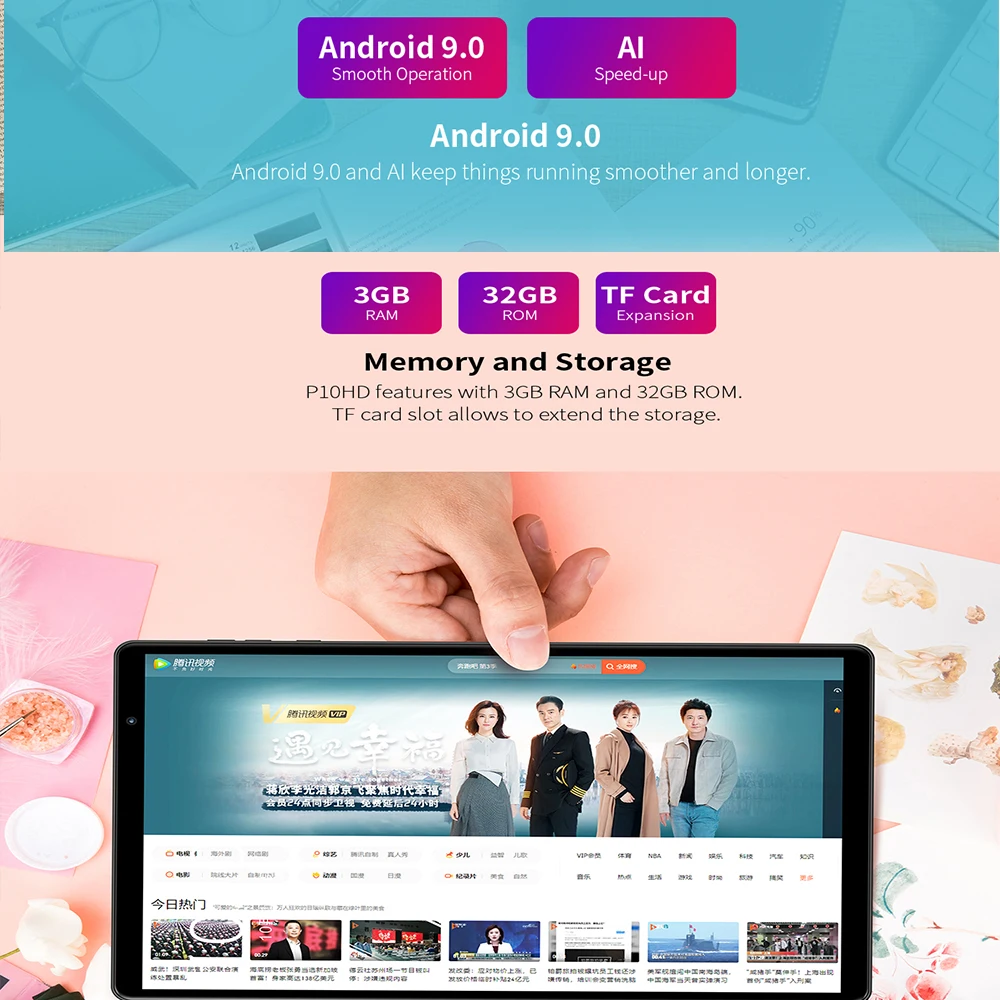 Teclast P10HD, 4G, Восьмиядерный планшетный ПК, 3 Гб ОЗУ, 32 Гб ПЗУ, IPS1920* 1200 SIM, Android 9,0 OS, 10,1 дюймов, планшет, gps, 6000 мАч