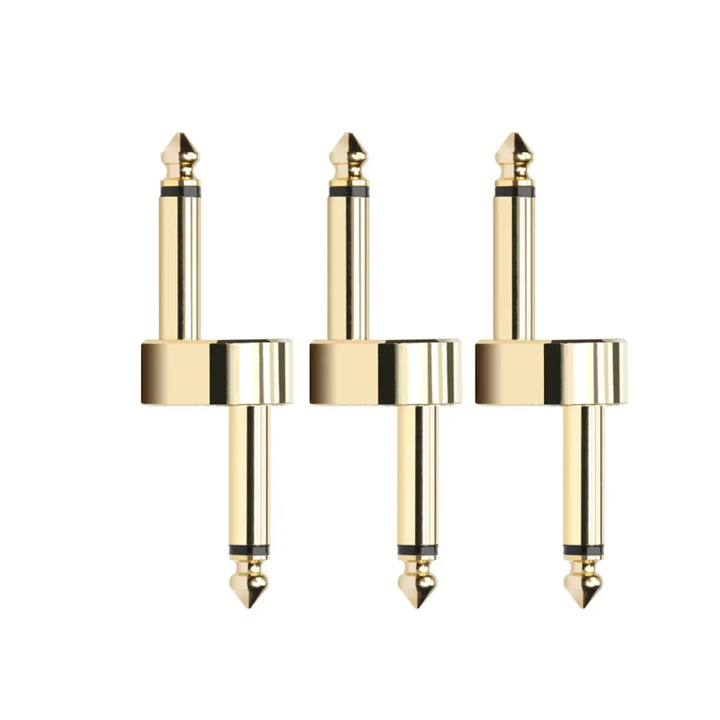 

3pcs 1/4inch 6.3mm Gold Guitar Effects Pedal Connector Z Type Coupler Jack Interface Cable Adaptor Pedal Board Accessories