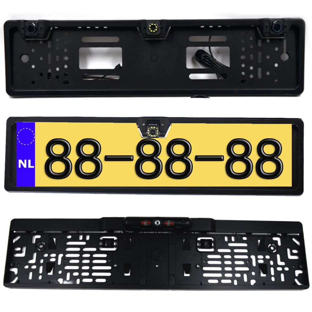 

EU European License Plate Frame Car Rear View Camera Waterproof Night Vision Reverse Backup Camera NO LED light only Camera