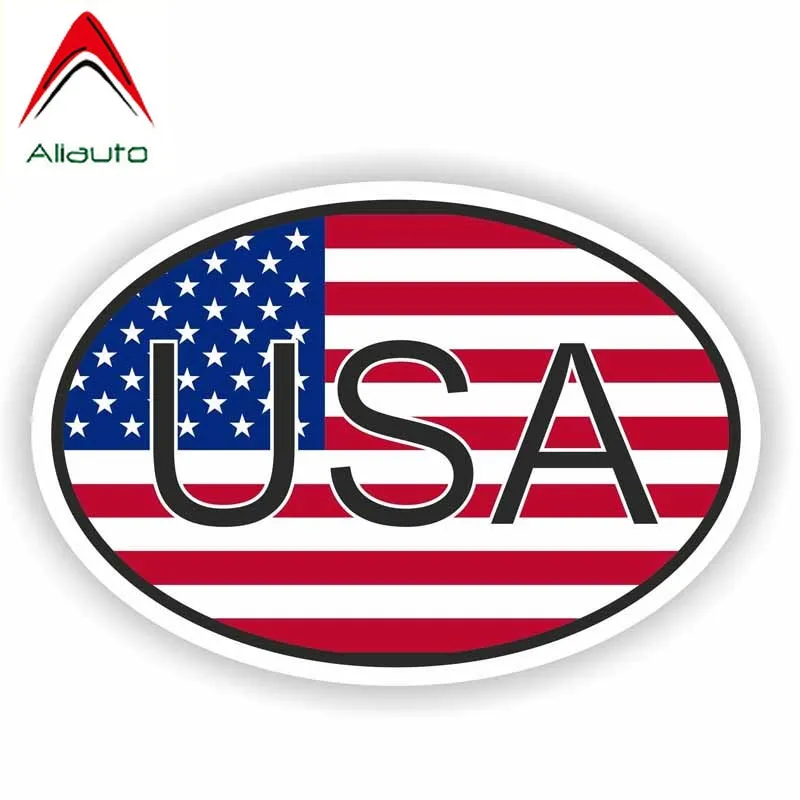 Aliauto Personality Car Sticker USA CountryCode Oval with Flag Waterproof Sunscreen Anti-UV Reflective Decal PVC 12cm*8cm | Автомобили и