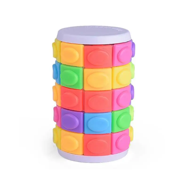 

3D Rotate Slide Tower Stress Cube Puzzle Toy Cube Adult Color Cylinder Sliding Creative Puzzle Sensory Education Toys for Child