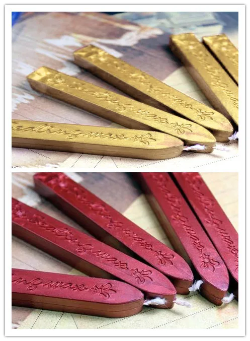 Office Products 2Pcs Vintage Gold Manuscript Sealing Seal Wax Sticks Wicks For Postage Letter