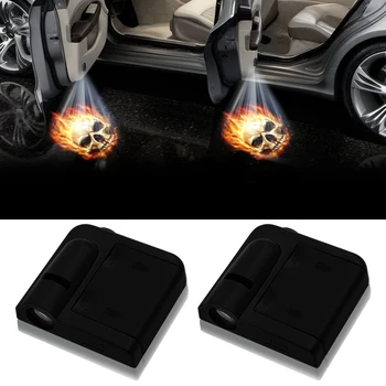 

2pcs Fashion wireless Led car door welcome Laser projector Logo ghost shadow lights skull shadow light For Bmws E39 Opel Toyotas