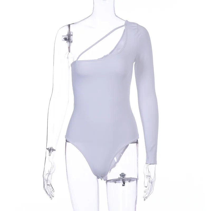 Winter temperament sexy womens one-shoulder long-sleeved  Sexy Bodycon Bodysuit Long Sleeve Sheath Basic Overalls Women Body