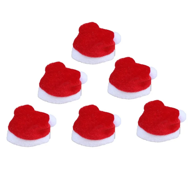 10pcs/lot 4x7cm Mini Christmas Hat Santa Claus Xmas Folded Hat Mini Wine Covers for Wedding Christmas Party Table Decoratrion