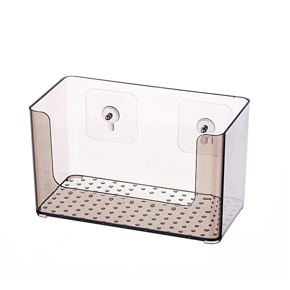 Компактный Пластиковый домашний настенный держатель для ванной комнаты, коробка для маски, органайзер для макияжа, прозрачный органайзер для хранения косметики - Цвет: Черный