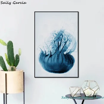 

Wall Art Canvas Painting Jellyfish Marine Life Nordic Posters And Prints Wall Pictures For Living Room Home Decoration No Frame