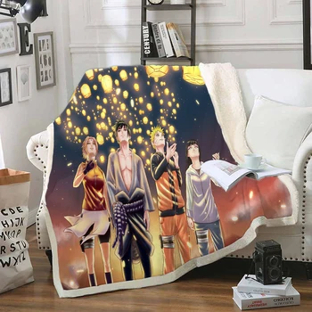 

Anime Naruto Funny Character Blanket 3D Print Sherpa Blanket on Bed Home Textiles Dreamlike Style 19