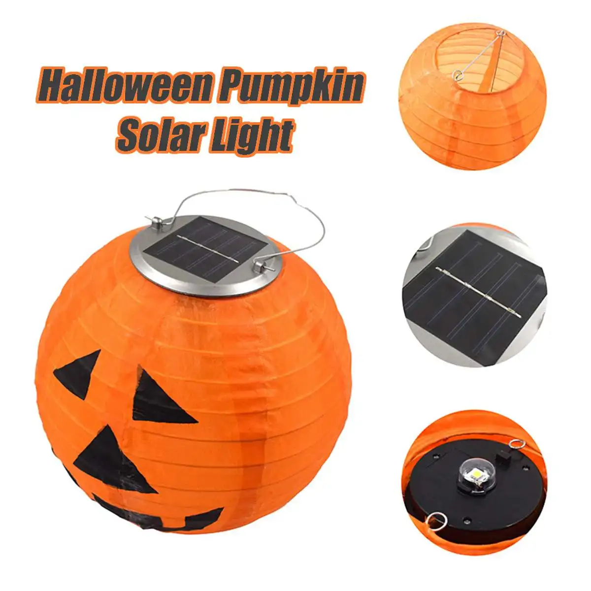 

Solar Light Waterproof LED Pumpkin Lantern Polyester Hanging Lamp Halloween Decoration Orange